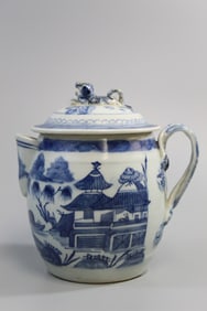 Chinese Export Canton Blue and White Porcelain Jug