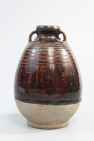 Thai Sangkhalok Brown Glaze Pottery Vase