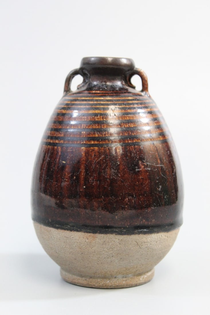 Thai Sangkhalok Brown Glaze Pottery Vase (1 of 8)