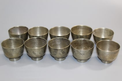 Ten Chinese Baitong Wine Cups