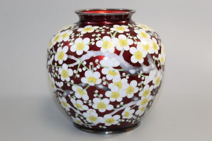 Japanese Silver Cloisonne Jar