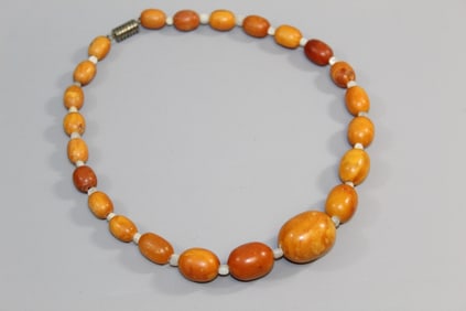 Amber and Mother of Pearl Bead Necklace