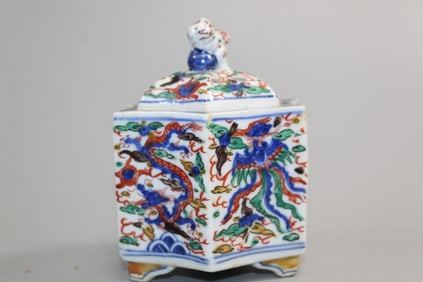 Chinese Wucai Porcelain Incense Burner