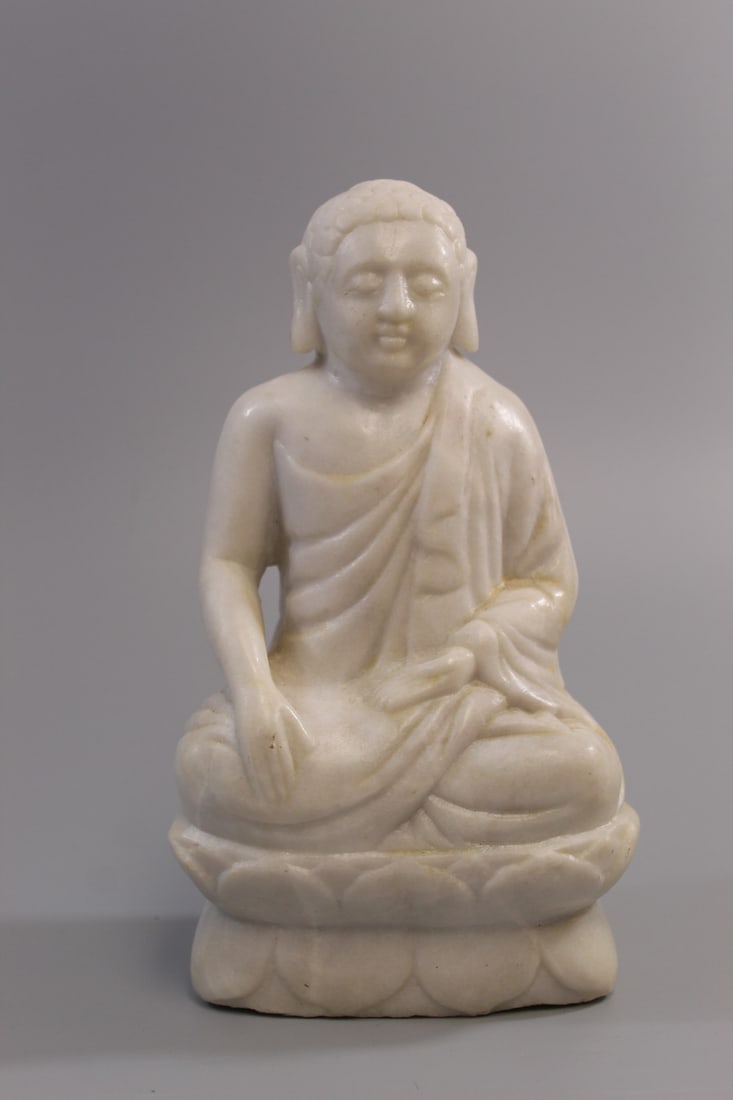 Chinese Marble Statue of Buddha: Chinese Marble Statue of Buddha. H 9.5"