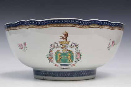 Chinese Armorial Export Porcelain Punch Bowl