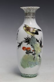 Chinese Porcelain Vase with Bird Decoration