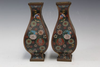 Pair of Chinese Cloisonne Vases