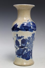 Chinese Blue and White on Crackle Glaze Porcelain Vase
