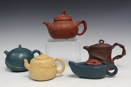 Five Chinese Yixing Teapots