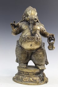 Vintage Indian Brass Ganesha Statue