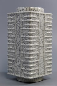 Chinese Crackle Glaze Cong Vase