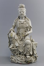 Chinese Blanc de Chine Porcelain Guanyin Statue