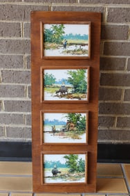 Set of Four Small Oil on Canvas, Singed Jomer.