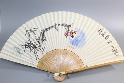 Chinese hand painted fan on paper