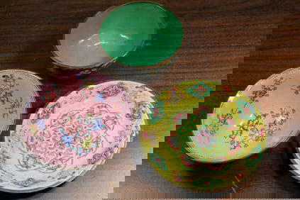 Three Chinese Enameled Bowls and Dish