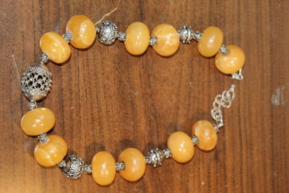 Large Yellow Stone Beads Necklace