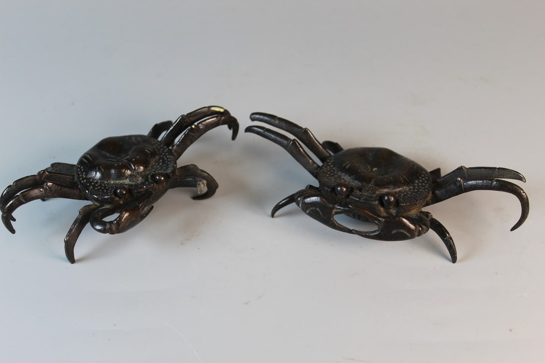 Two Chinese Bronze Crab Paperweight (1 of 6)