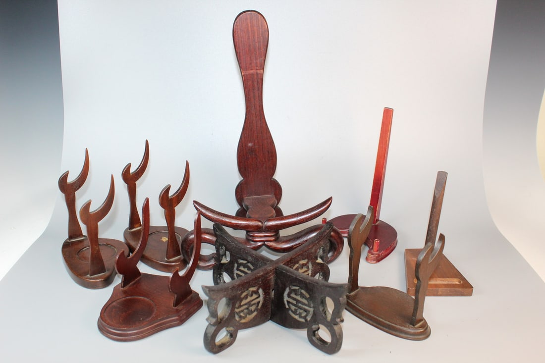 Group of Plate Stands: Group of Plate Stands. Tallest H 12.5".
