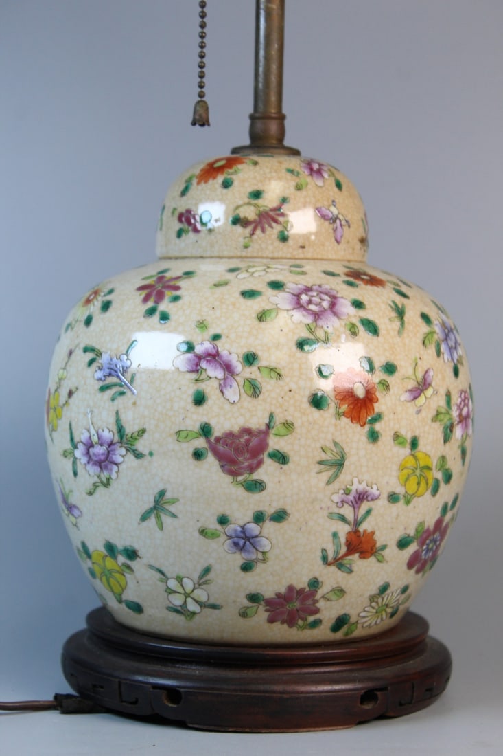 Chinese Famille Rose Porcelain Jar Lamp (1 of 6)