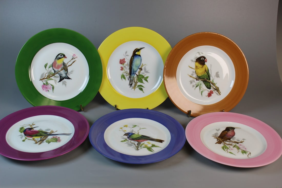 Six Rochard Limoges France Bird Dishes (1 of 7)