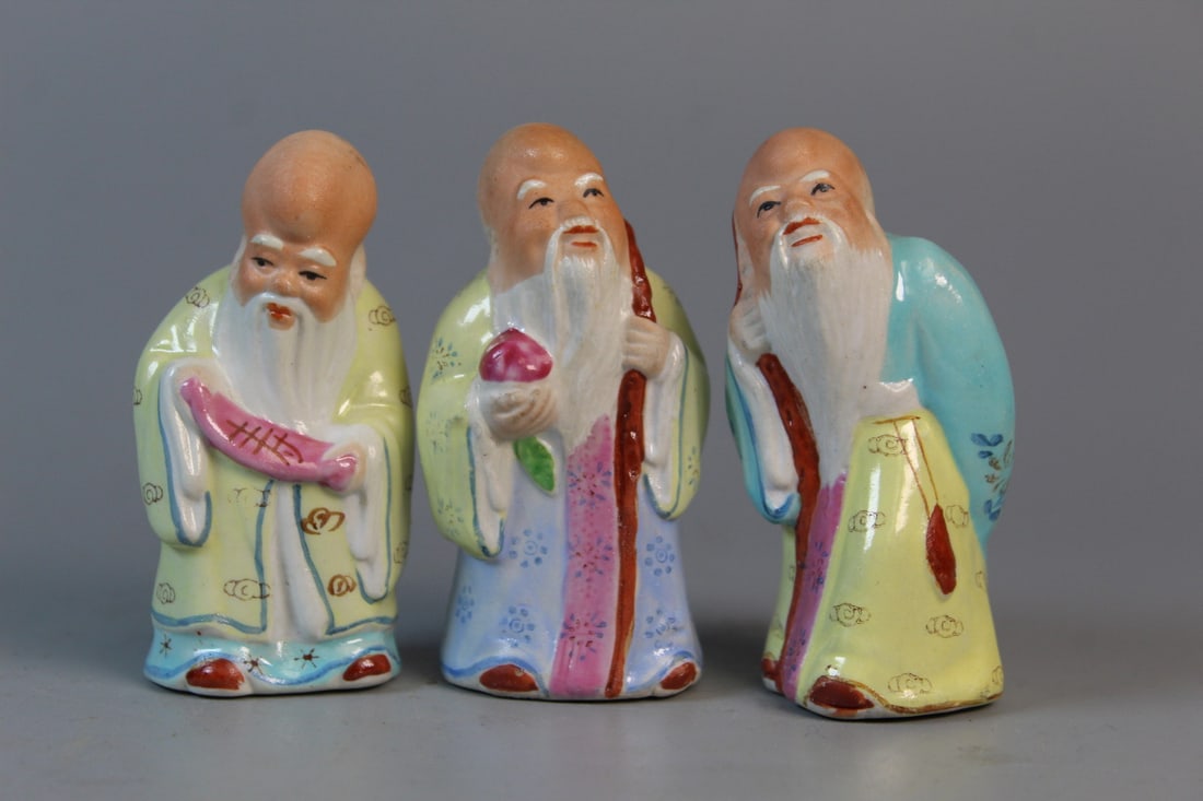Three Chinese Famille Rose Porcelain Figurines (1 of 4)