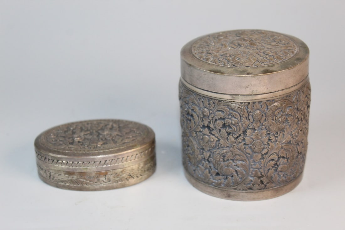 Two Asian Silver Tone Boxes (1 of 7)