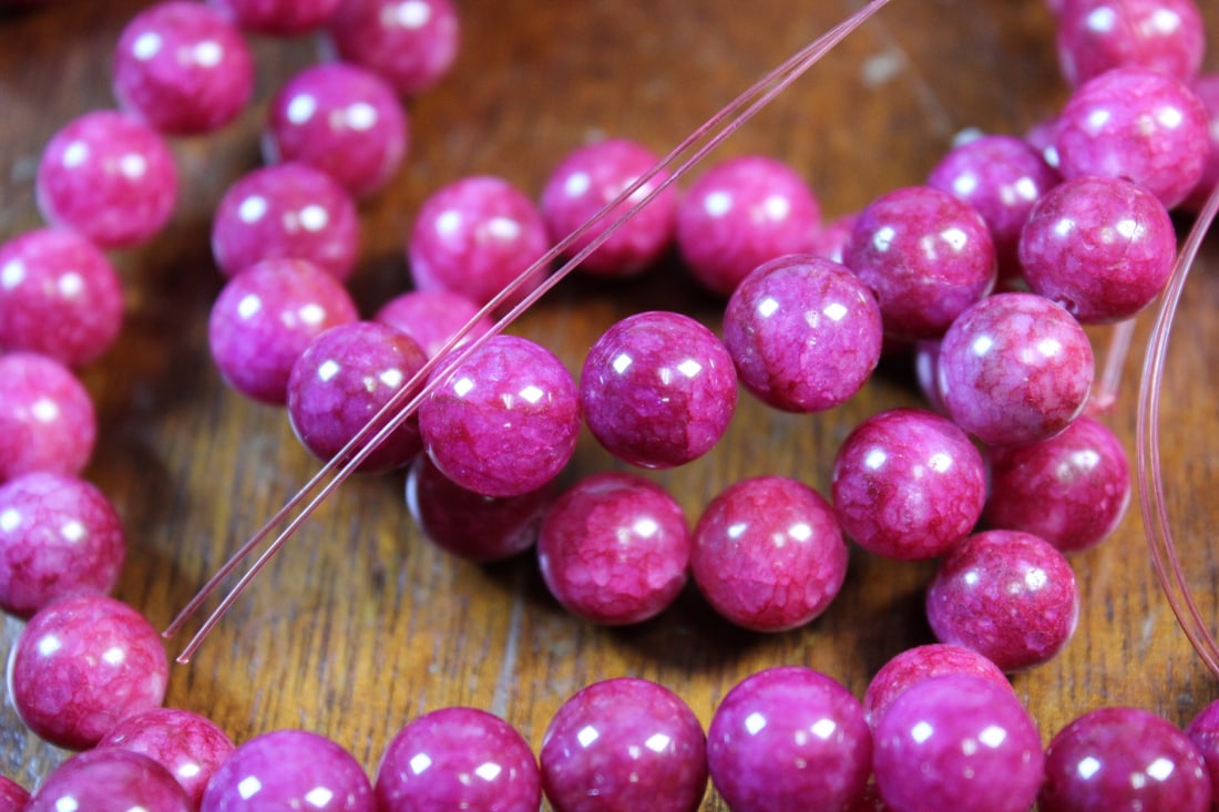 Ruby Color Stone Beads - 2