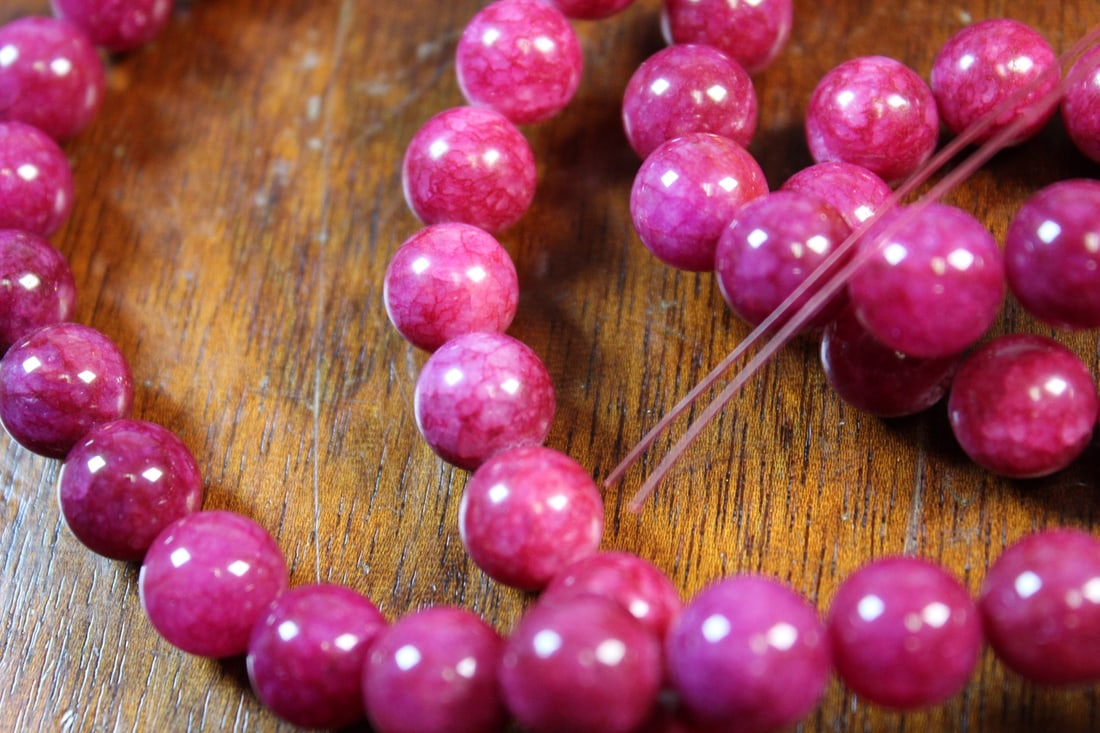 Ruby Color Stone Beads - 3