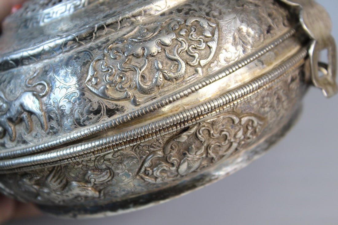 Tibetan Silver Nut Box - 3