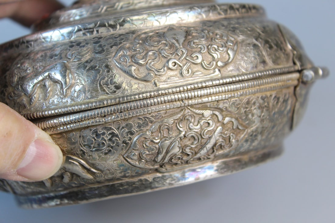 Tibetan Silver Nut Box - 5