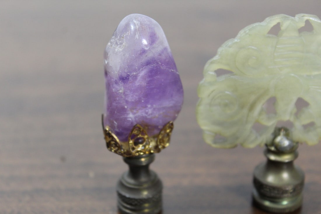 Two Stone Lamp Finials - 2
