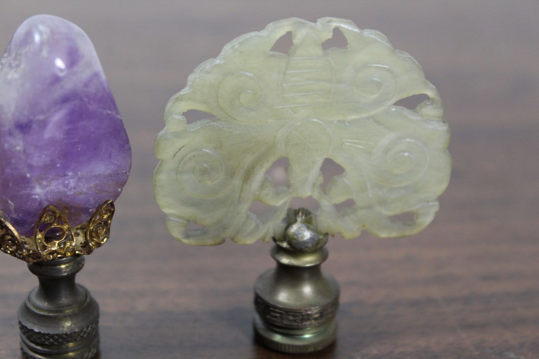 Two Stone Lamp Finials - 3
