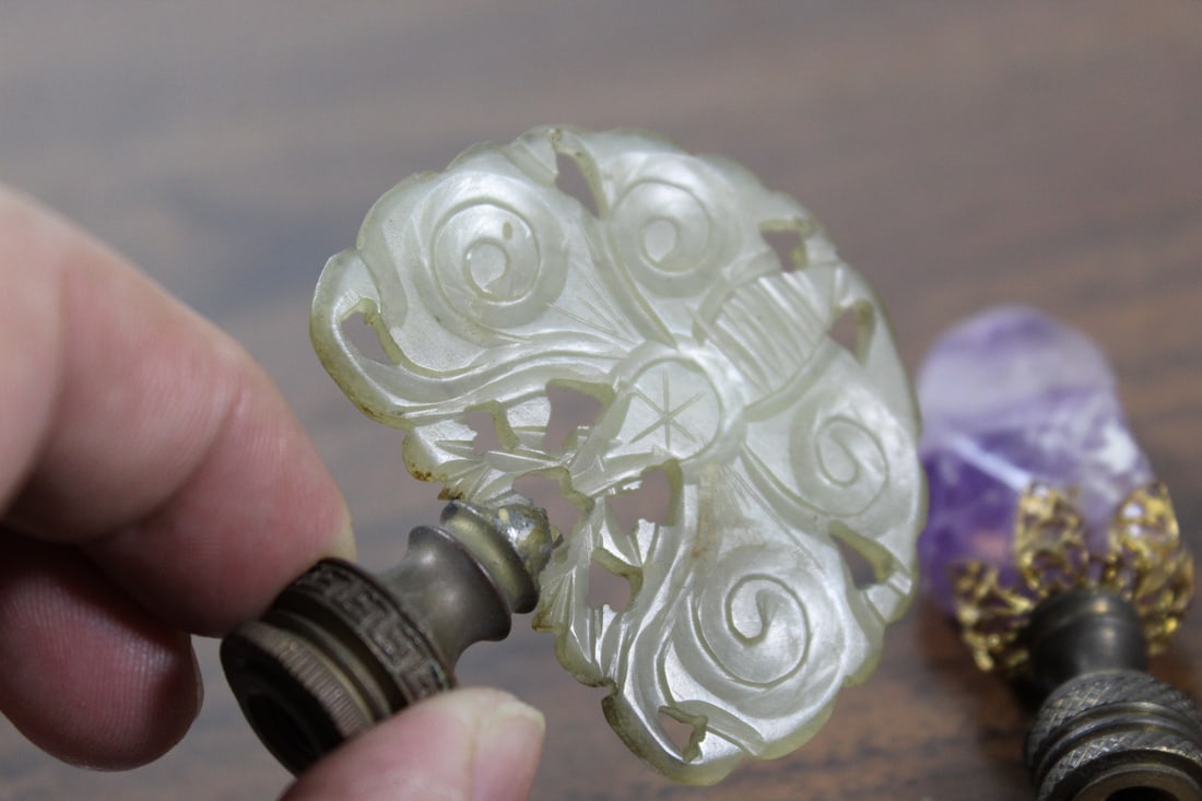 Two Stone Lamp Finials - 4