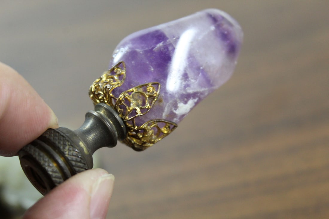 Two Stone Lamp Finials - 5