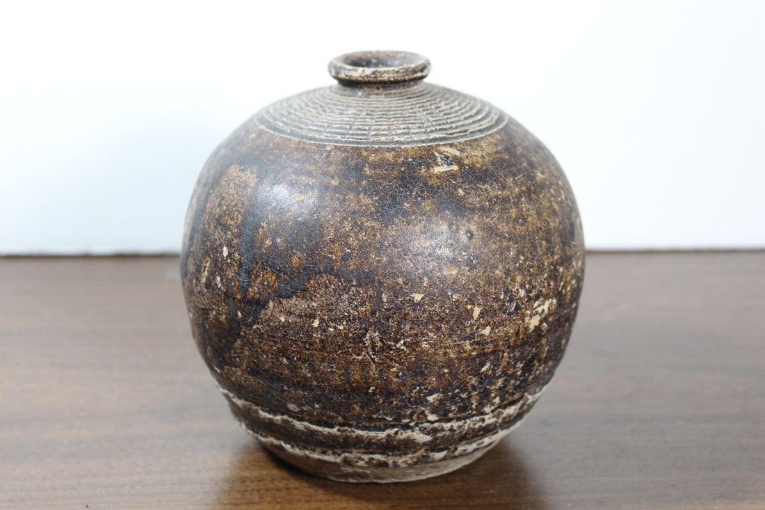 Antique Asian Brown Glazed Pottery Jar (1 of 7)