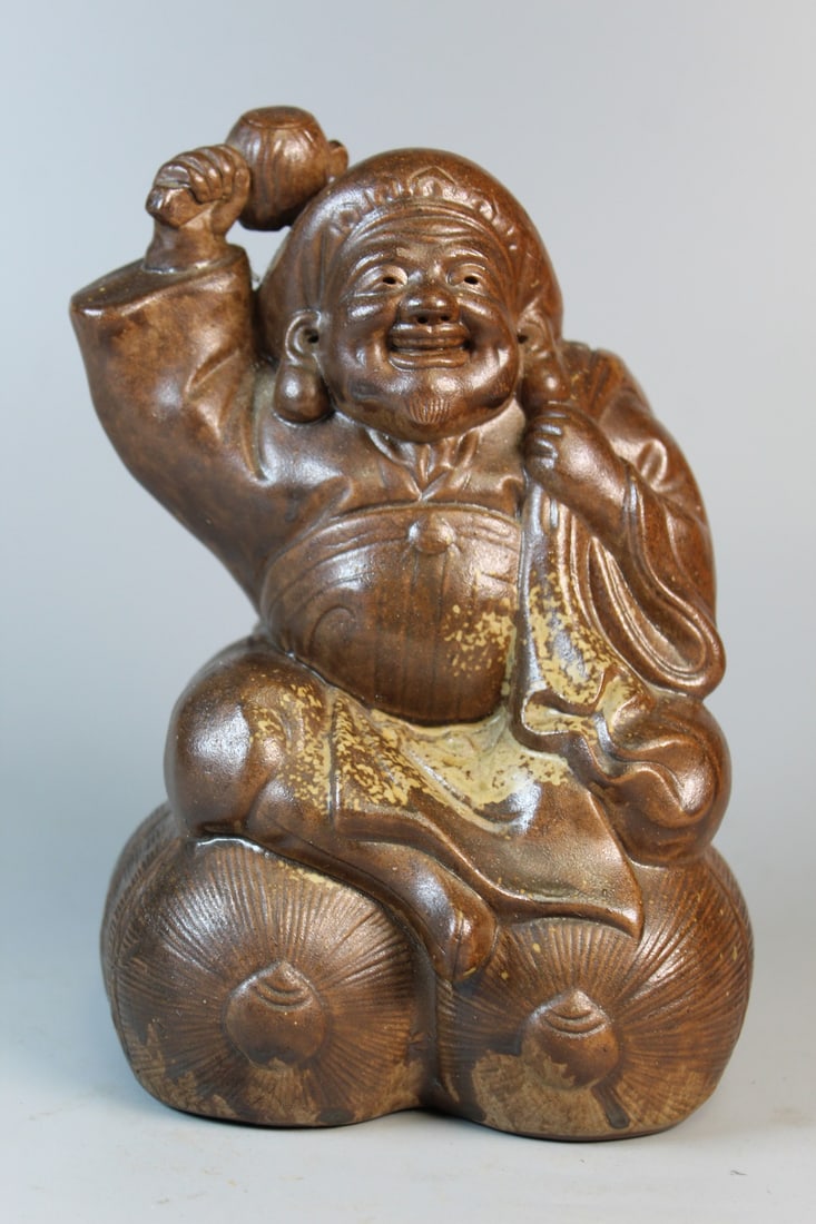 Japanese Pottery Figure of God of Fortune (1 of 7)