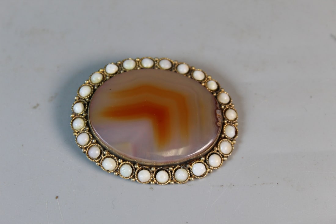 Vintage Agate Silver Pin (1 of 4)
