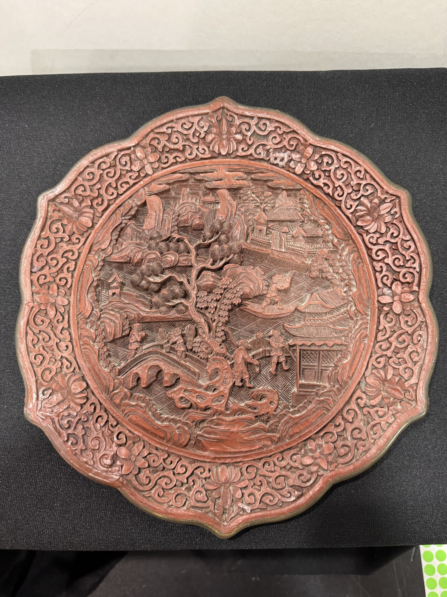 Chinese carved cinnabar plate (1 of 2)