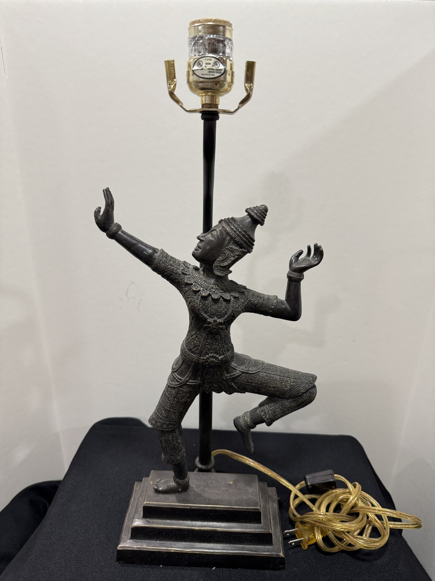 Thai bronze Aspara dancer figure lamp (1 of 2)