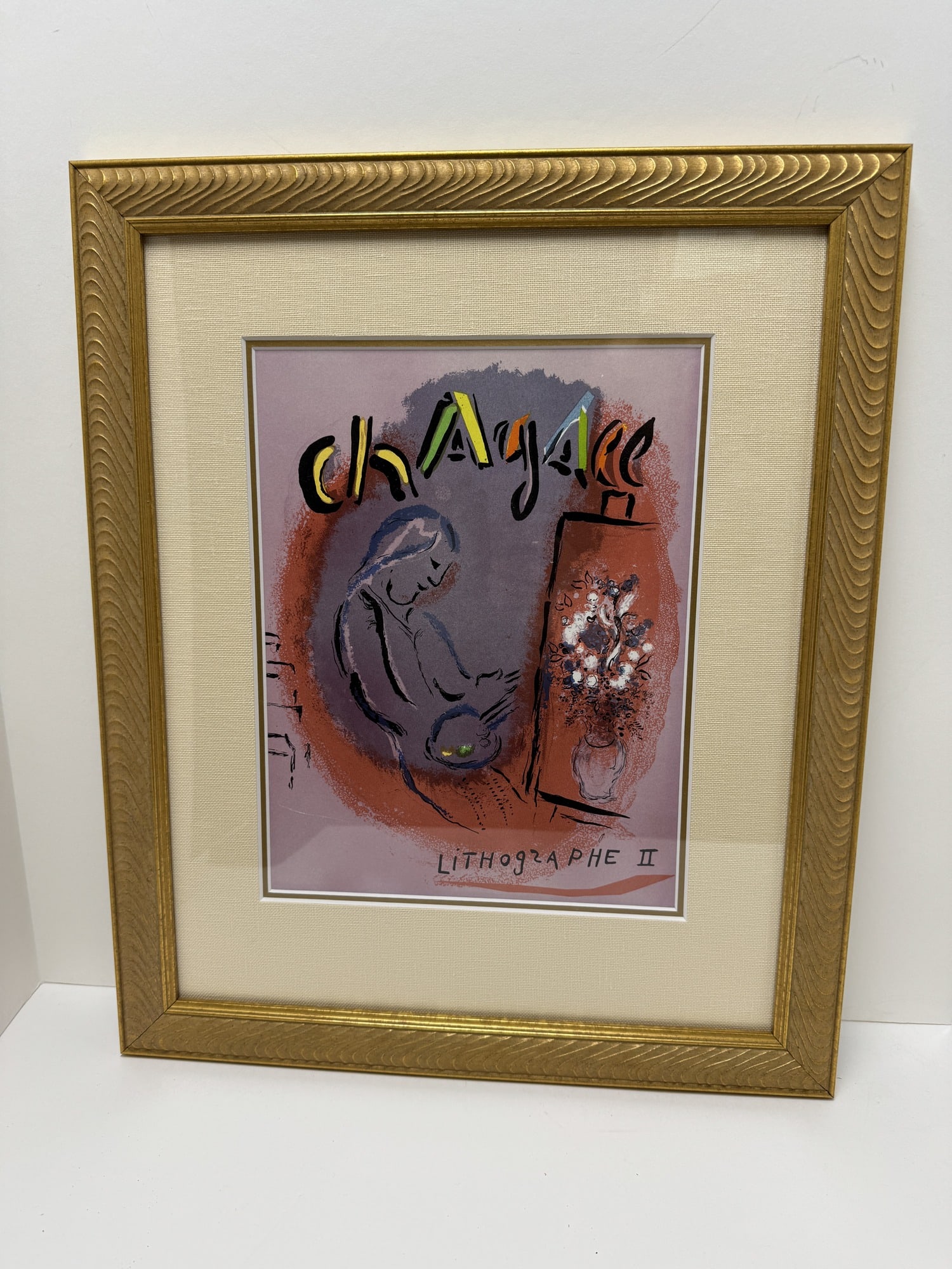 1963 Marc Chagall Original Lithograph Cover: 1963 Marc Chagall Original Lithograph Cover. Framed size 20.25" x 16.75"