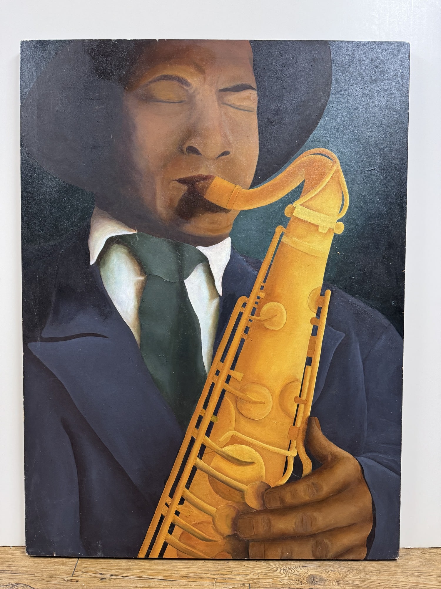 Original painting of man with saxophone- signed (1 of 3)