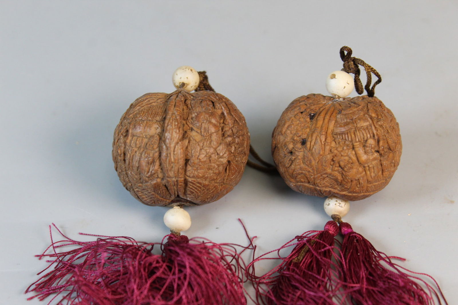 Two Chinese Carved Walnut Toggles (1 of 4)