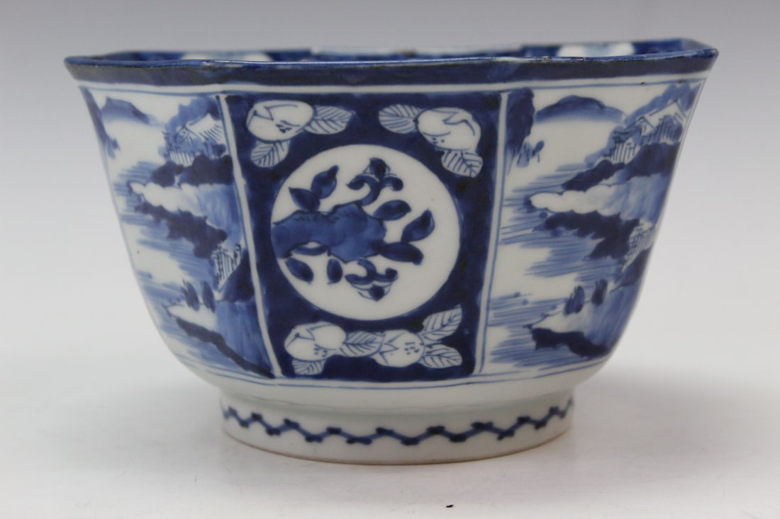 Japanese Arita Blue and White Porcelain Bowl (1 of 6)