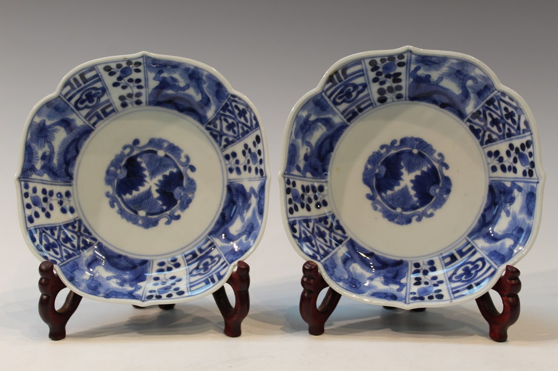 Pair of Japanese Blue and White Porcelain Dishes (1 of 4)