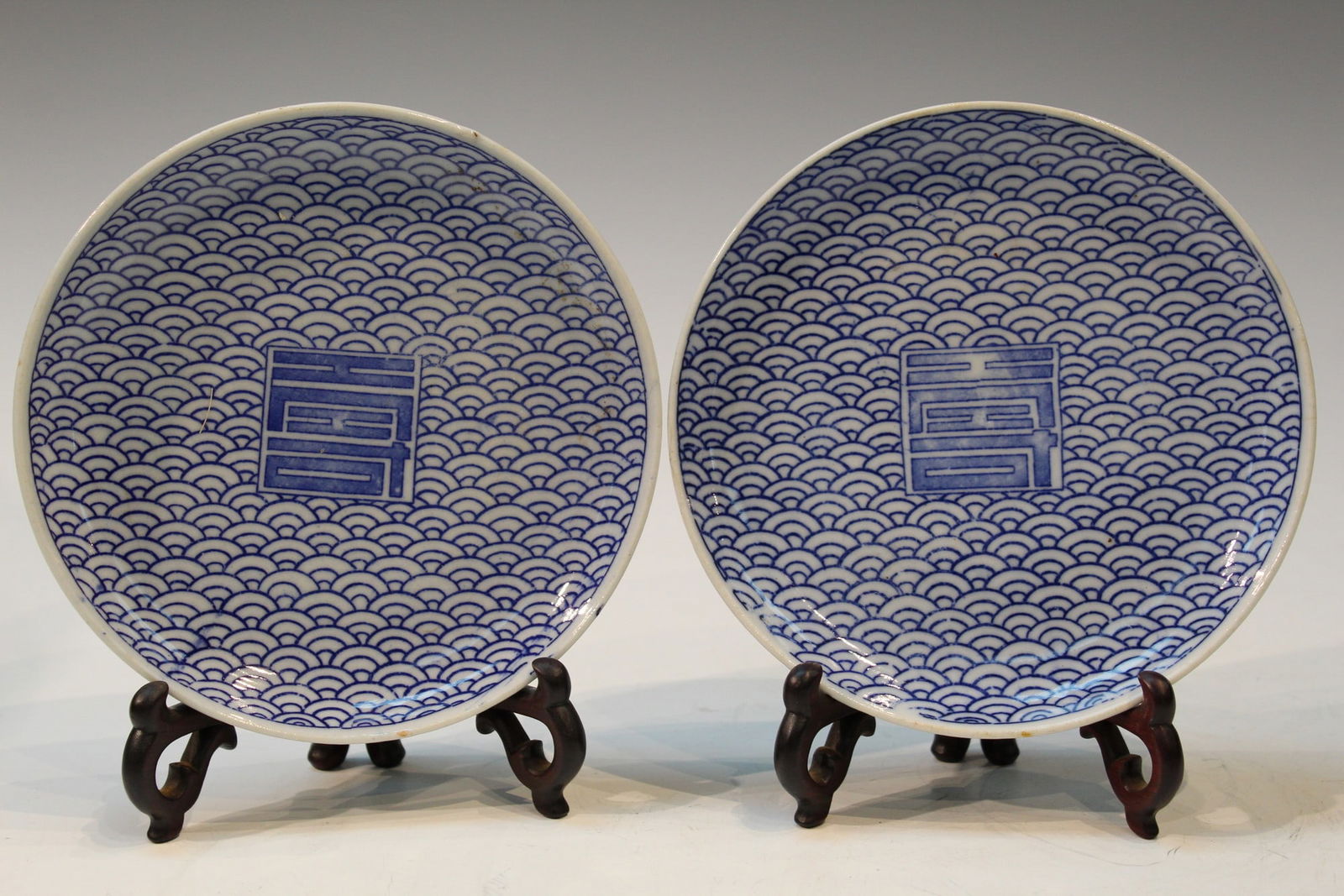 Pair of Japanese Blue and White Porcelain Dishes (1 of 5)