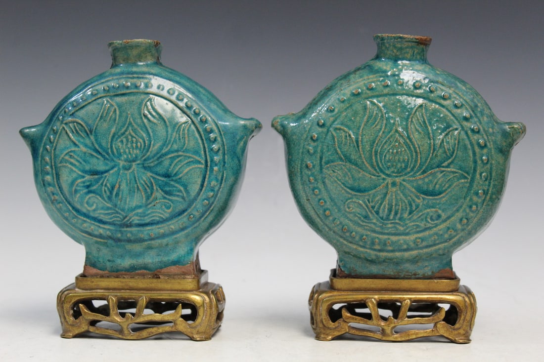 Pair of Chinese Green Glazed Pottery Vases (1 of 9)