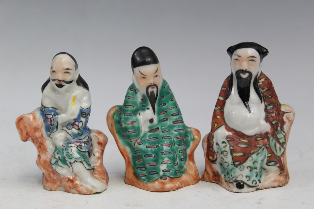 Three Chinese Famille Rose Porcelain Figurines (1 of 5)