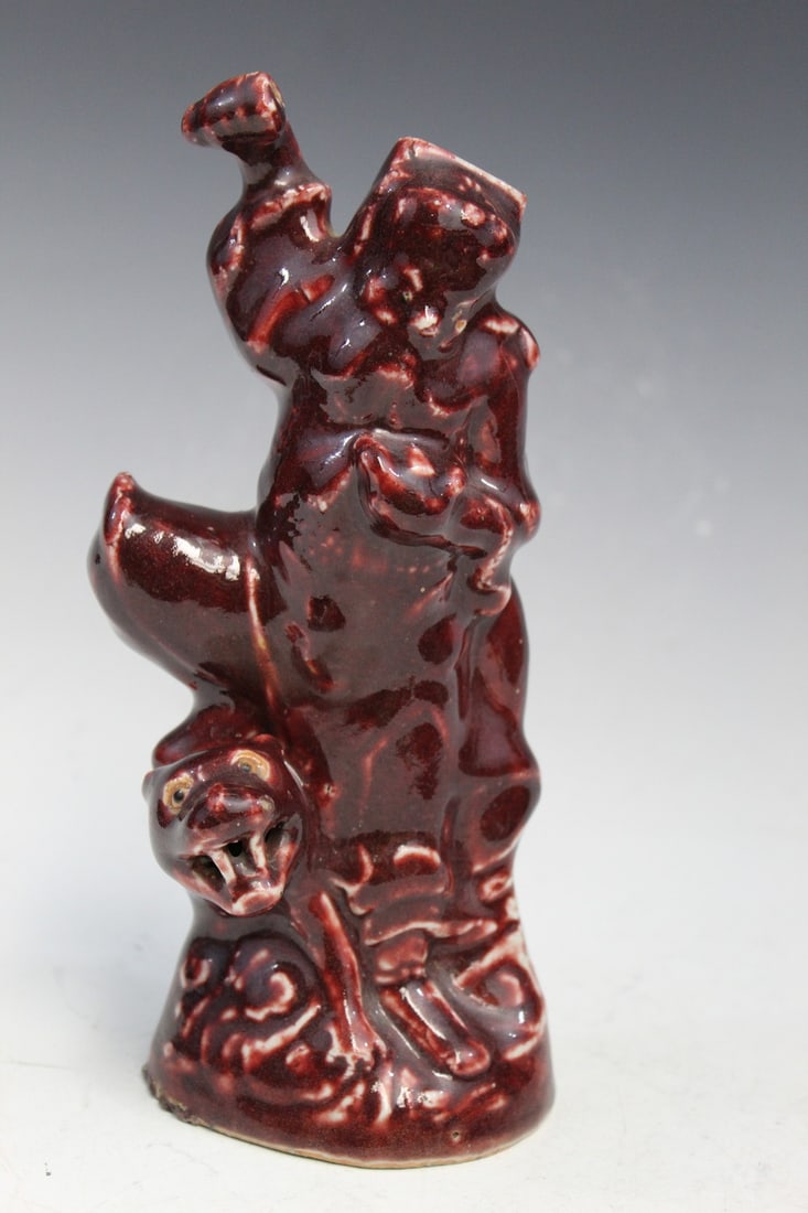 Chinese Red Glaze Porcelain Figure (1 of 6)