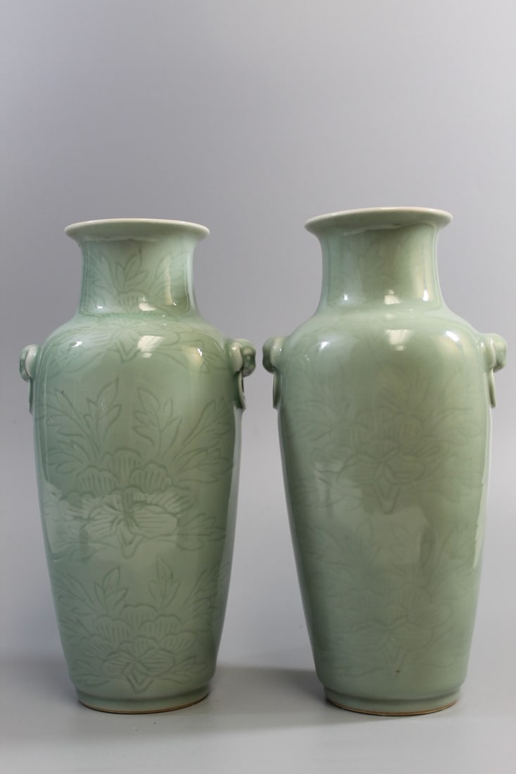 Pair Chinese celadon porcelain vases (1 of 8)