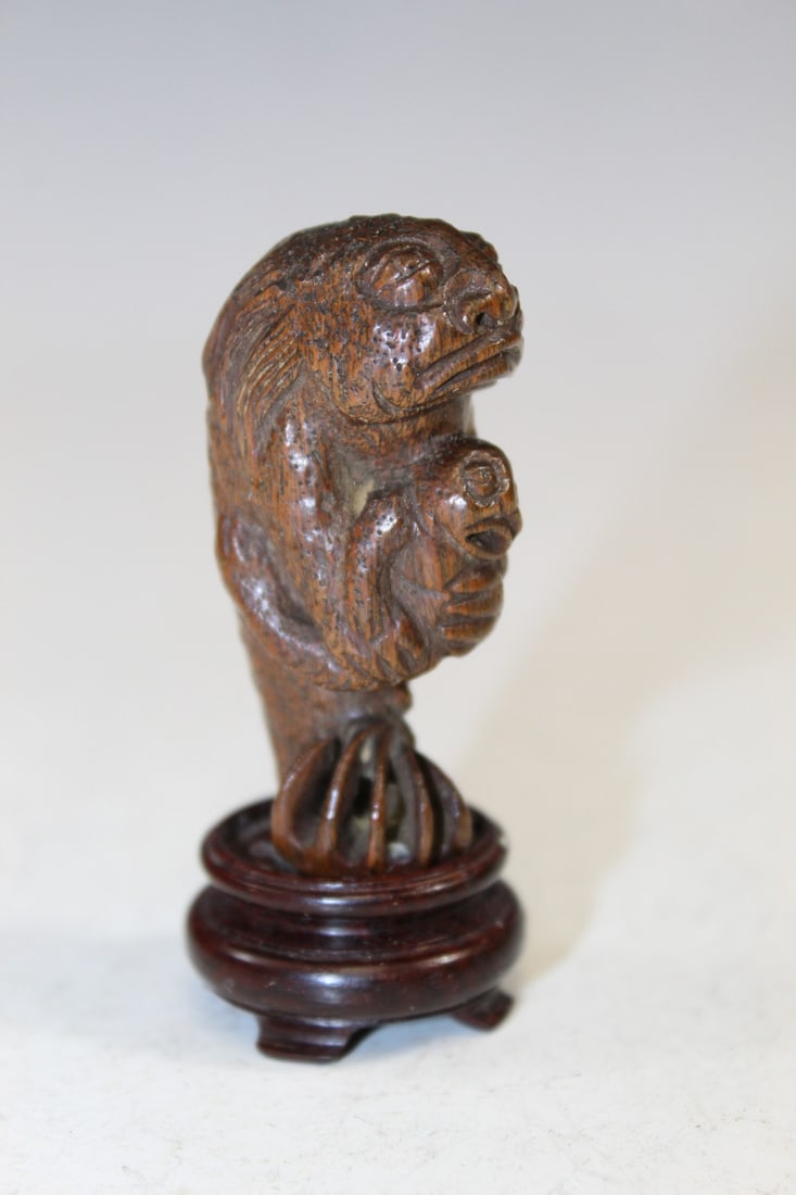 Japanese Carved Wood Netsuke of Two Fishes. (1 of 8)